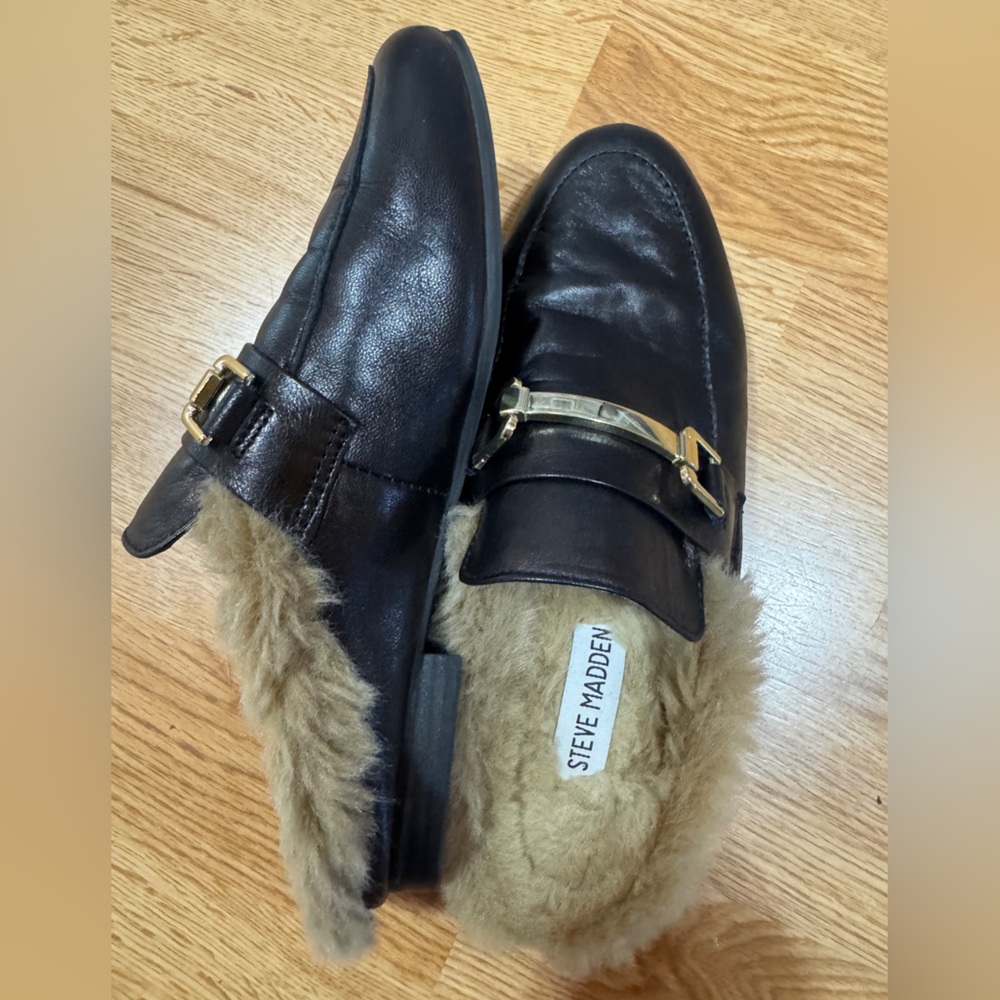Steve Madden dark Brown Loafers with Gold Detail